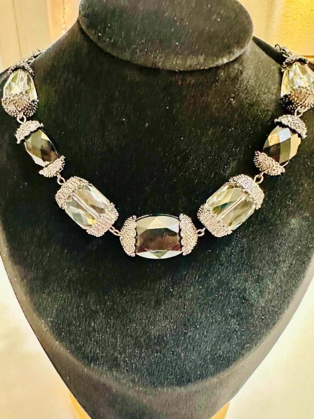 Black Faceted Crystal Statement Necklace